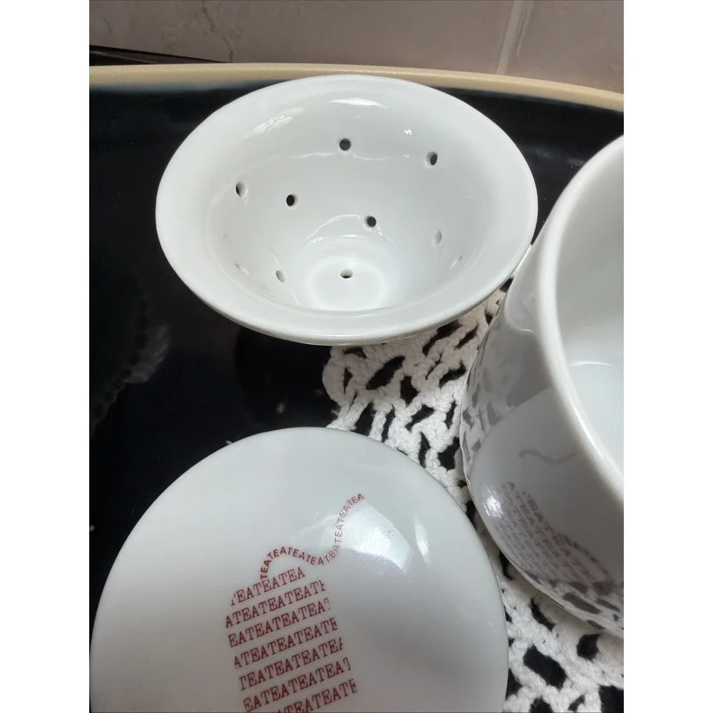 The Toscany Collection Tea Bag Design Tea Mug w/Tea Strainer & Cover-Coaster